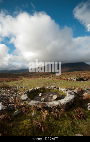 Reste de la liquidation au volant d'une ancienne carrière de marbre sur le sentier, Strath Suardal, près de Broadford, Isle of Skye, Scotland, UK Banque D'Images