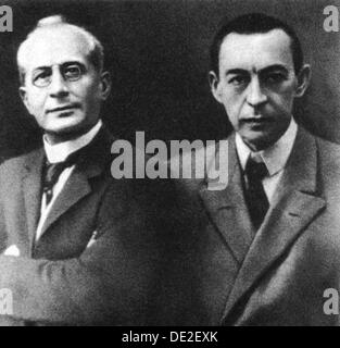 Le chef d'orchestre russe Alexander Siloti et compositeur Sergei Rachmaninov, début du xxe siècle. Artiste : Inconnu Banque D'Images