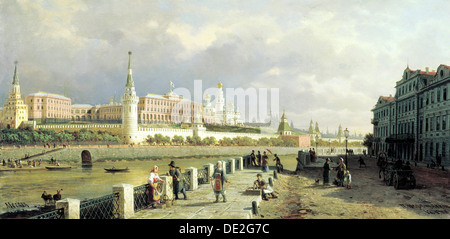 'Vue sur le Kremlin de Moscou dans le remblai Sophia', 1879. Artiste : Piotr Petrovitch Verechtchaguine Banque D'Images