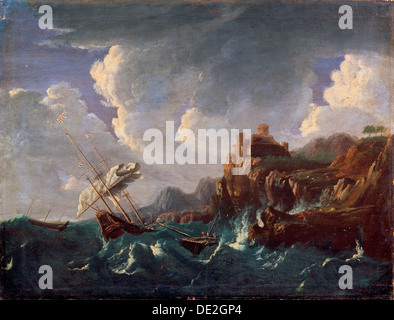 « Stormy Sea', 17ème siècle. Artiste : Pieter Mulier la jeune Banque D'Images