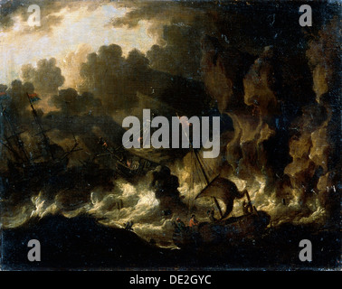 « Stormy Sea', 17ème siècle. Artiste : Dutch Master Banque D'Images