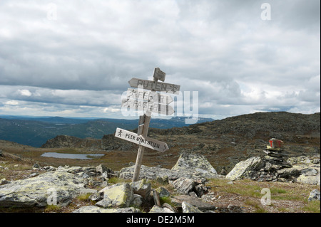 Fjell Upland, Peer Gynt Stien, sentier de randonnée au Mt panneaux Ruten, 1516m, vers Fefor, Oppland, Norvège, Scandinavie Banque D'Images