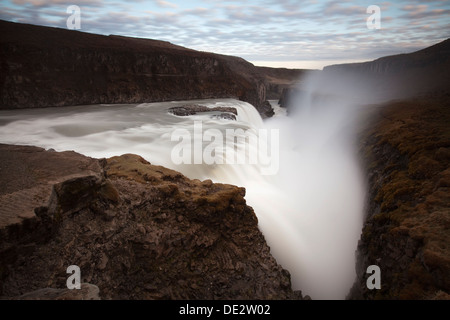 Cascade de Gullfoss, cercle d'Or, le sud de l'Islande, Islande, Europe Banque D'Images