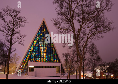 La cathédrale arctique, tromsdalen kirke, l'église ou en hiver, Tromso, Norvège, Europe Banque D'Images