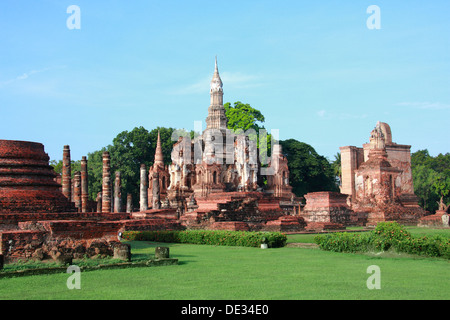 Mahathat temple, Parc historique de Sukhothaï, Sukhothai, Thaïlande Banque D'Images