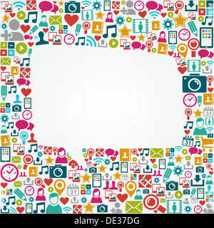 Médias sociaux blanc bulle silhouette sur les icônes de la composition. Fichier vectoriel EPS10 organisé en couches pour l'édition facile. Banque D'Images