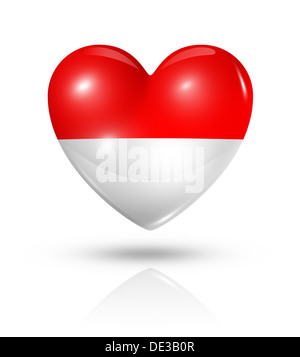 Monaco amour symbole. Coeur 3D icône drapeau isolated on white with clipping path Banque D'Images