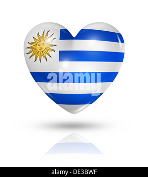 Symbole de l'amour de l'Uruguay. Coeur 3D icône drapeau isolated on white with clipping path Banque D'Images