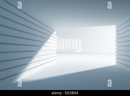 Blue abstract 3d intérieur avec l'angle de la lumière dans la porte moderne Banque D'Images