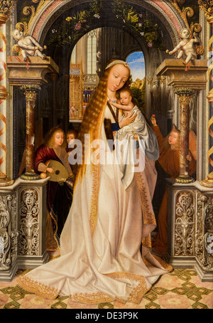 16ème siècle - La Vierge et l'enfant avec des anges, autour de 1509 - Quentin Metsys Banque D'Images