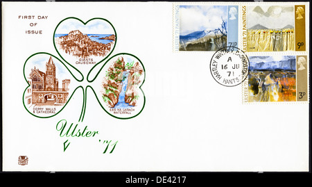Enveloppe premier jour émission de timbres postaux pour l'Ulster '71 16 juillet 1971 Peintures Banque D'Images