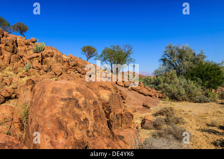 Paysage rocheux, Ugab Rivier, Damaraland, Namibie, Afrique Banque D'Images