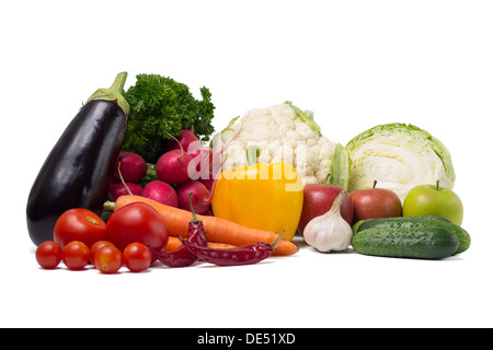 Ensemble de légumes frais sur fond blanc Banque D'Images