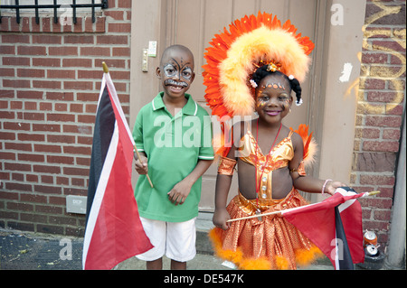 Les Indiens de l'Ouest Caraïbes Kiddies dans le défilé de Crown Heights de Brooklyn, NY, 2012. Banque D'Images