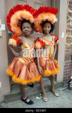 Les Indiens de l'Ouest Caraïbes Kiddies dans le défilé de Crown Heights de Brooklyn, NY, 2012. Banque D'Images