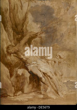 Saint Sébastien eu tendance par un ange ; Anthony Van Dyck, Flamand, 1599 - 1641 ; 1630 - 1632 environ ; Huile sur panneau Banque D'Images