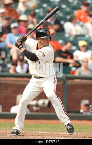 San Francisco, CA, USA. 11e Août, 2013. Septembre 11, 2013 San Francisco, CA.Le voltigeur Juan Perez géants au cours de l'action dans un match entre San Francisco et les Rockies du Colorado à AT & T Park à San Francisco, Californie. Les Giants ont remporté 4-3.Daniel Gluskoter/CSM/Alamy Live News Banque D'Images