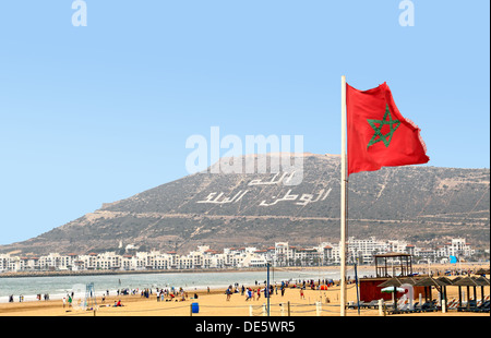 Belle plage à Agadir, Maroc Banque D'Images