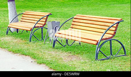 Deux bancs dans le parc Banque D'Images