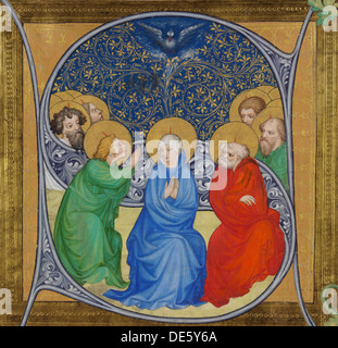 La descente de l'Esprit Saint (Pentecôte), 1415. Artiste : Maître de Bohême (actif 1410-1420) Banque D'Images