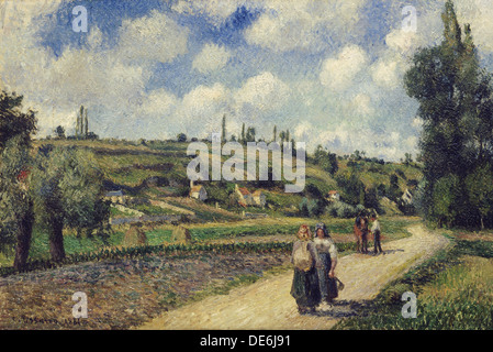 Paysage près de Pontoise, la route d'Auvers, 1881. Artiste : Pissarro, Camille (1830-1903) Banque D'Images