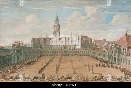 Défilé de la Ladies' Ring courses sur Juin 6, 1709 à Dresde, 1710. Artiste : Fritzsche, C. H. (actif 18e siècle) Banque D'Images