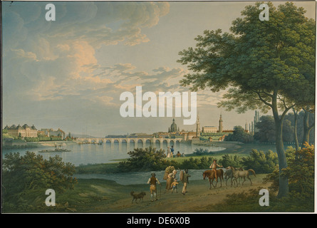 Vue de Dresde, 1810. Artiste : marteau, Christian Gottlieb (1779-1864) Banque D'Images