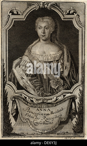 Portrait d'Anna Leopoldovna (1718-1746), mère du tsar Ivan VI, 1739. Artiste : Sysang, Johann Christoph (1703-1757) Banque D'Images