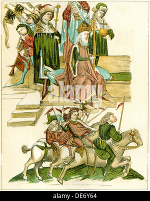 Frédéric I de Brandebourg reçoit (copie d'une illustration de l'Richental's illustrated chronicle), ch. 1440. Artiste : Anonyme Banque D'Images