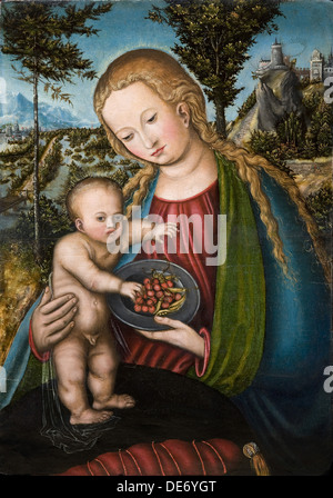 Vierge avec les cerises, ca 1506. Artiste : Cranach, Lucas, l'ancien (1472-1553) Banque D'Images