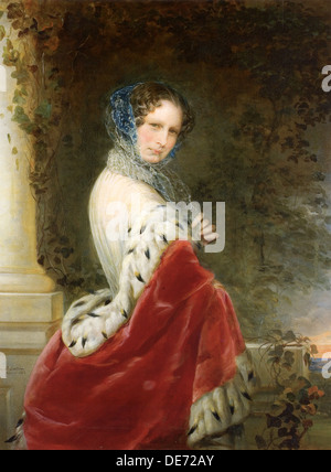 Portrait de l'impératrice Alexandra Fiodorovna (Charlotte de Prusse), l'Empereur Nicolas I de la femme (1798-1860), 1852. Artiste : Robertson, Christina (1796-1854) Banque D'Images