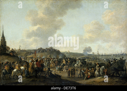 Le départ du roi Charles II d'Angleterre à partir de Scheveningen, le 2 juin 1660, 1683. Artiste : Hendrick de Meijer, (1620-1689/98) Banque D'Images