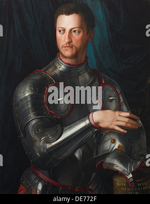 Portrait du Grand Duc de Toscane Cosimo I de' Medici (1519-1574) en armure, ca 1545. Artiste : Agnolo Bronzino, (1503-1572) Banque D'Images