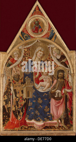 Vierge et l'enfant, avec un évêque, Saint Jean-Baptiste et les Anges, début 15e cen.. Artiste : Antonio da Firenze (15e siècle) Banque D'Images