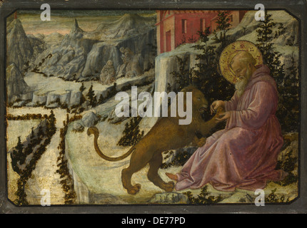 Saint Jérôme et Le Lion (Prédelle du retable de Santa Trinità Pistoia), 1455-1460. Artiste : Fra Filippo Lippi, (1406-1469) Banque D'Images