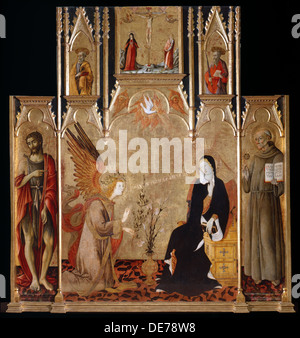 Annonciation avec les Saints Jean le Baptiste und Bernardino da Siena. La Crucifixion. Les Saints Pierre et Paul, entre 1455 et 1464. Artiste : Matteo di Gi Banque D'Images