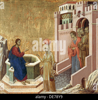 Le Christ et la Samaritaine, ca 1310. Artiste : Duccio di Buoninsegna (ca 1255-1319) Banque D'Images