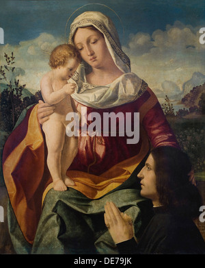 Vierge à l'enfant avec un donateur, 1504. Artiste : Andrea Previtali, (ca 1480-1528) Banque D'Images