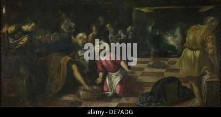 Le Christ lavant les pieds des disciples, ca. 1575. Artiste : Tintoretto, Jacopo (1518-1594) Banque D'Images