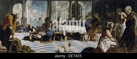 Le Christ lavant les pieds des disciples, 1548. Artiste : Tintoretto, Jacopo (1518-1594) Banque D'Images