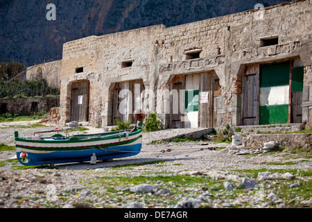 La Tonnara del Secco (Thon fisherie) près de San Vito lo Capo, dans la province de Trapani, en Sicile. Banque D'Images