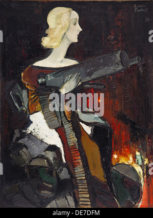 Madonna avec une mitrailleuse, 1932. Artiste : Padegs, Karlis (1911-1940) Banque D'Images