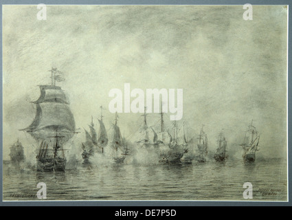 Première bataille navale. Naum Dimitri Nikolaïevitch, 1865-1866. Artiste : Bogolyubov, Alexei Petrovitch (1824-1896) Banque D'Images