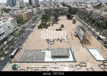 Rabin Square vu depuis le toit de l'hôtel de ville, Tel Aviv, Israël Banque D'Images