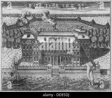 L'hôtel particulier du prince Alexandre Menchikov Danilovich, généralissime, Prince du Saint Empire Romain et Duke, 1717. Artiste : Zubov, Alexei Fiodorovitch Banque D'Images