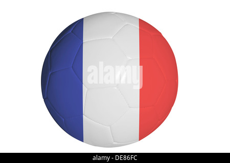 Drapeau français graphique sur soccer ball isolated on white Banque D'Images