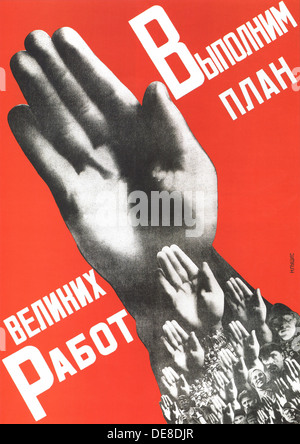 Laissez-nous réaliser le plan des grands projets (poster), 1930. Artiste : Gustav Klucis, (1895-1938) Banque D'Images