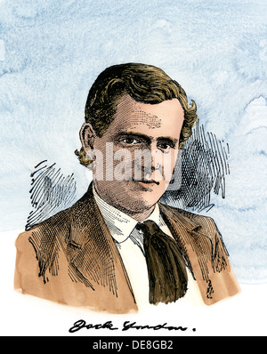 Auteur Jack London, 1903. À la main, gravure sur bois Banque D'Images