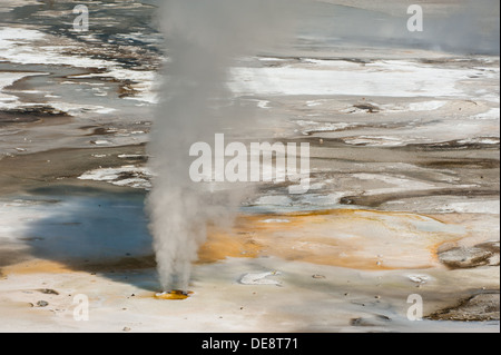 Photographie du paysage et des caractéristiques de la zone du bassin de porcelaine. Le Parc National de Yellowstone, Wyoming. Banque D'Images