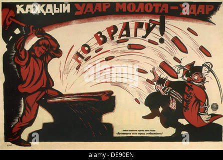 Chaque coup de marteau est un coup dur pour ennemi ! (Affiche), 1920. Artiste : Deni (Denisov), Viktor Nikolaevitch (1893-1946) Banque D'Images